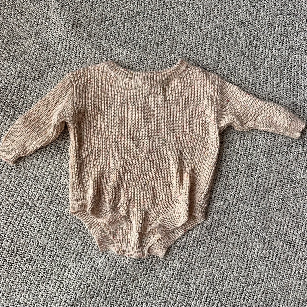 Cozy Knit Kids One Piece - Cream Funfetti